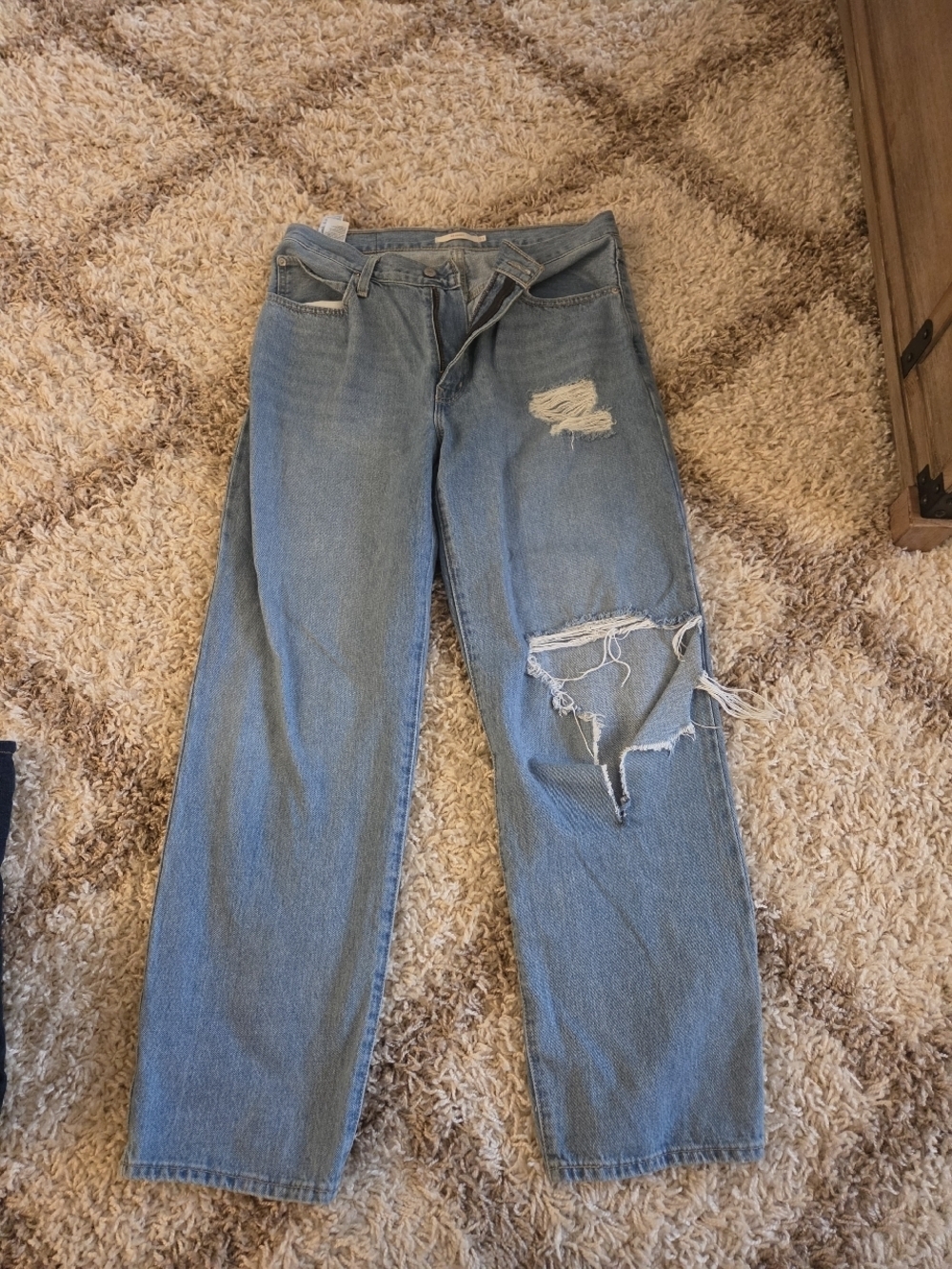 Levi's Light Blue Wide Leg Distressed Jeans